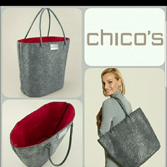 Chico's Handbags - NWT'S Chico's Grey Sequined Tote